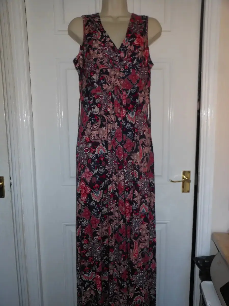 BM collection blue multi coloured long dress size 14