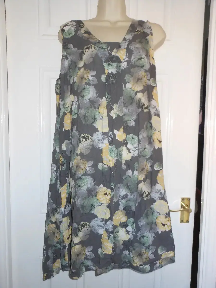 Next grey multi colour flowery dress size 14 tall