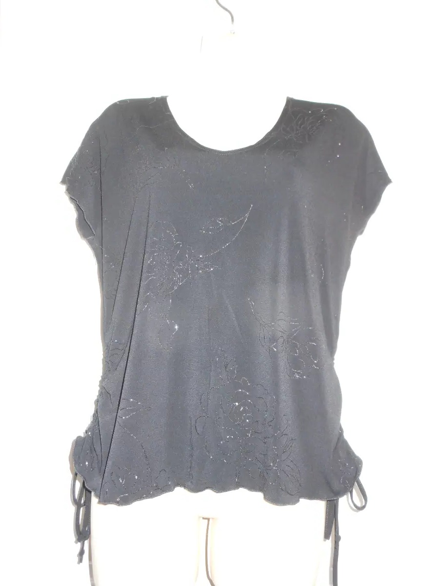 Saloos black and silver flower design top size M/L