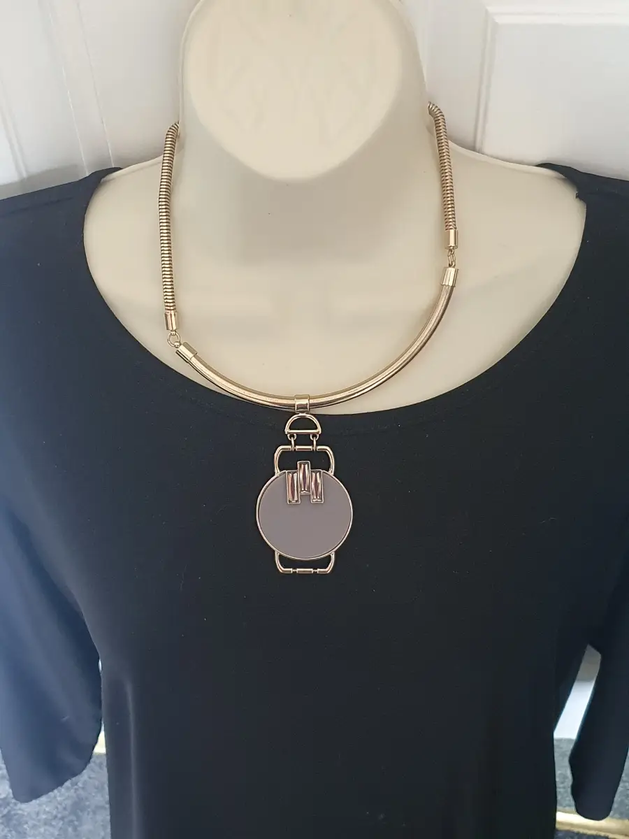 M&S beige and gold colour metal necklace