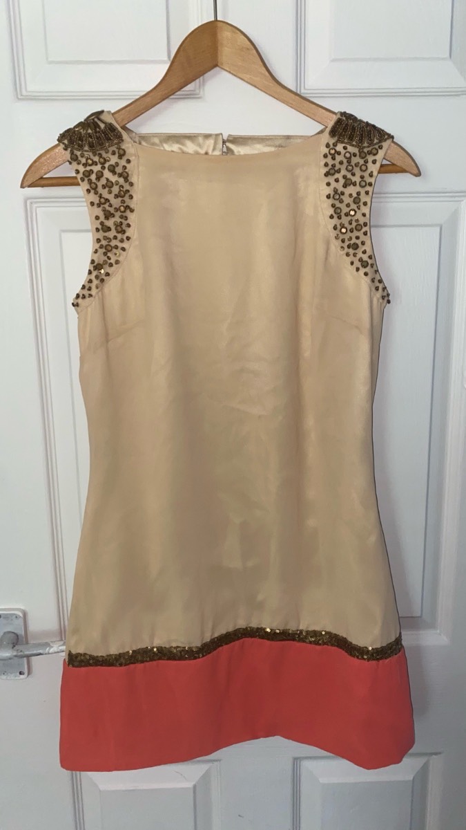 Little Mistress Nude Beige Embellished Mini Dress Size 10