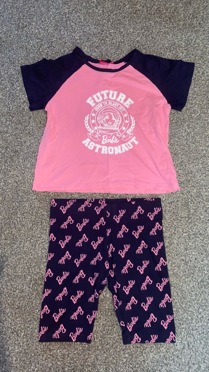 Barbie Astronaut Short Pyjamas Set Pink & Navy Size 13-14 Yrs / 158cm