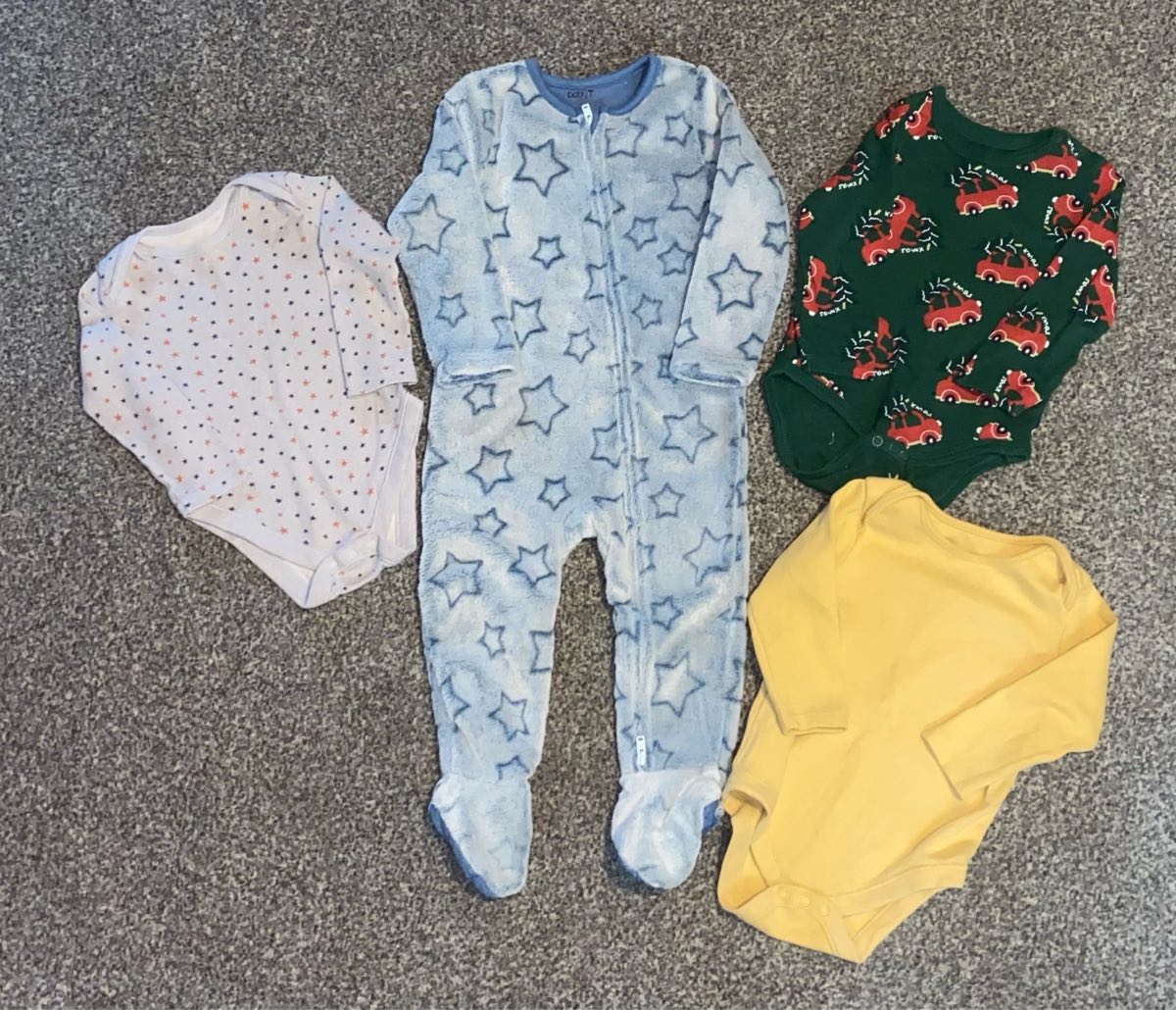 Baby Boy 4 Piece Clothes Bundle Star Fleece Sleepsuit Sleepsuit Bodysuits Bundle