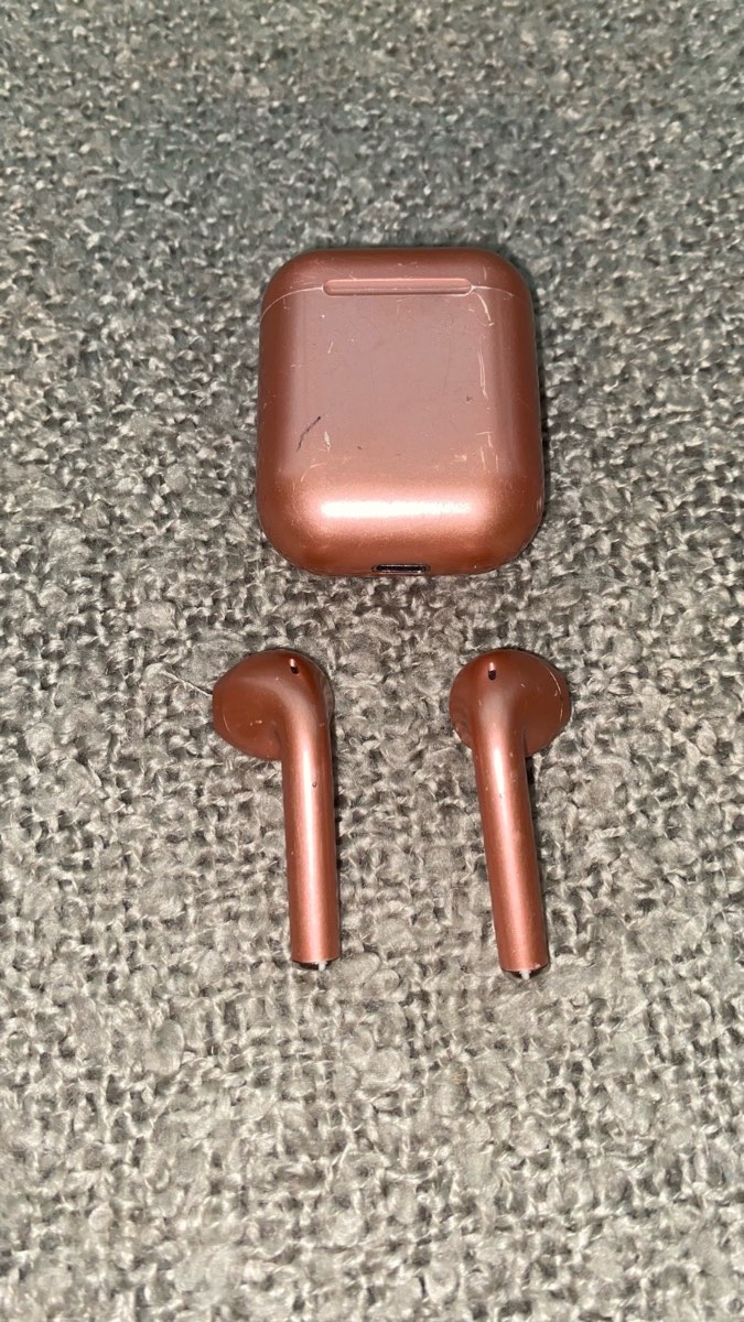 Metallic Rose Gold Wireless Earbuds with Charging Case Bluetooth