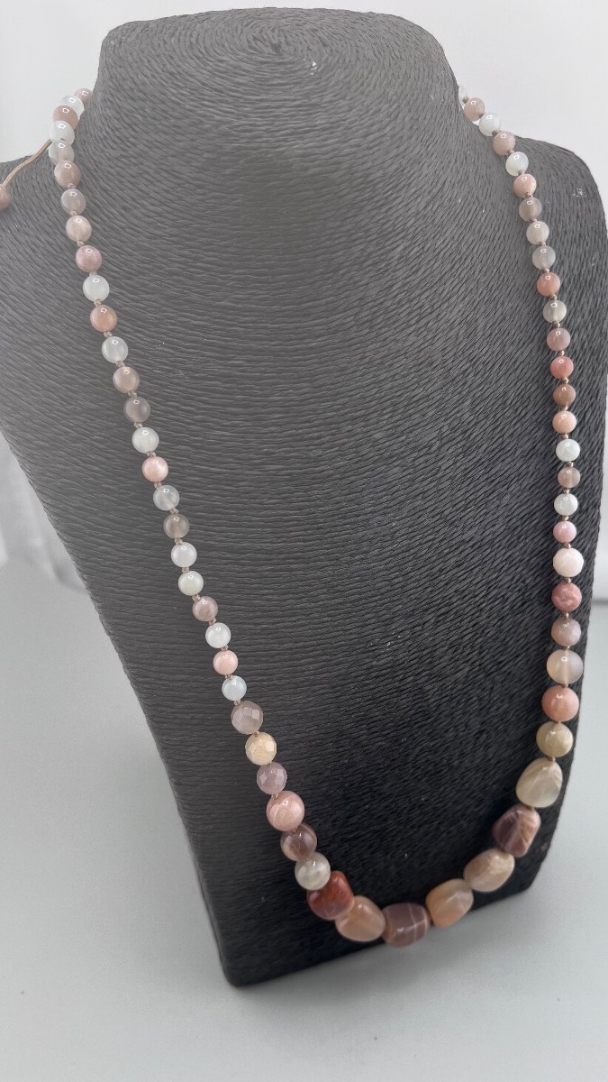 New Lola rose long neutral quartz graduated gemstone necklace