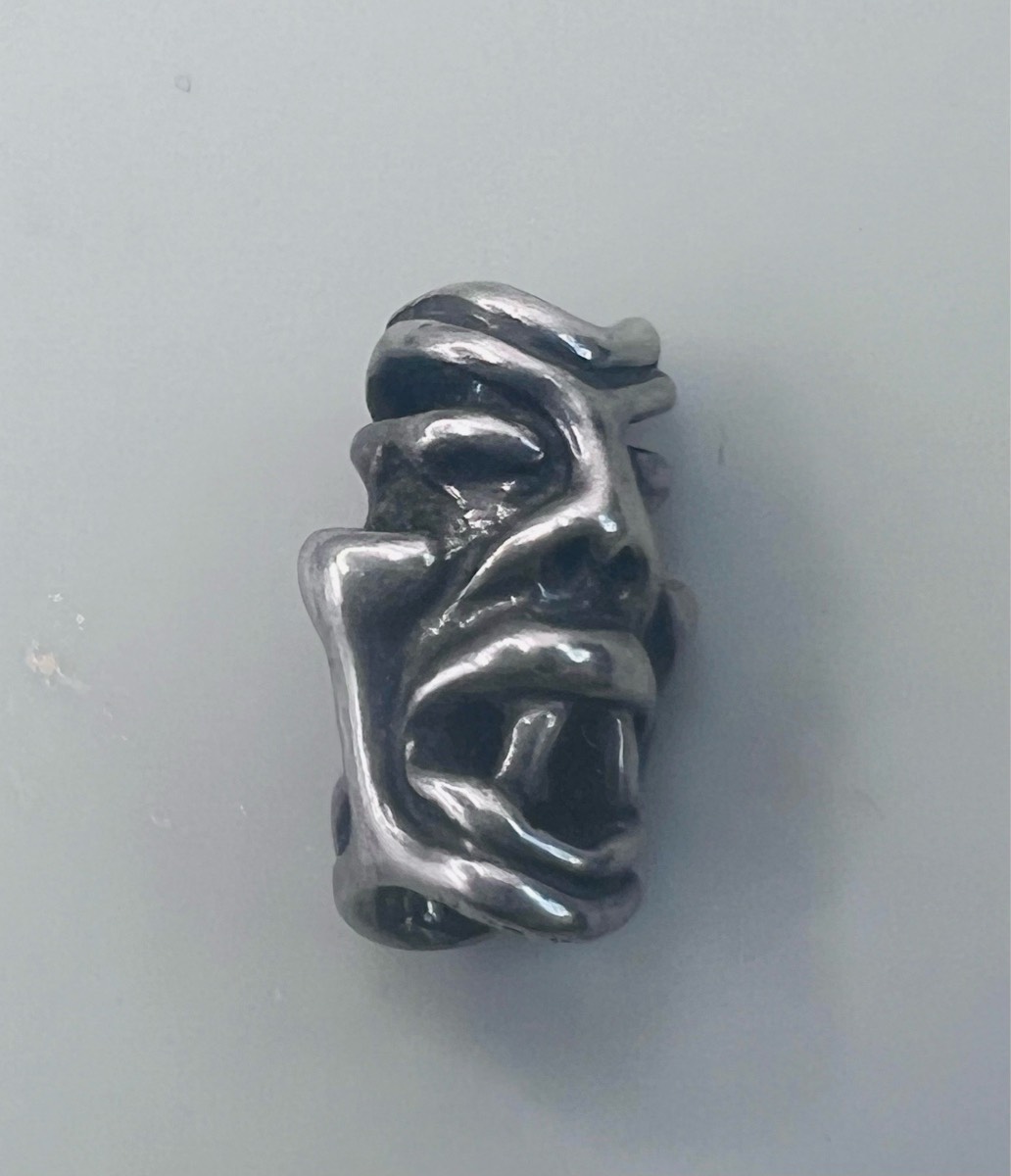 Vintage Trollbeads Fabled Faces bead sterling silver charm Retired 11265 Very rare