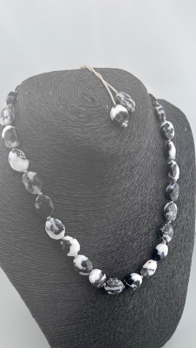 New Lola Rose Black And White Zebra Jasper Faceted Gemstone Necklace