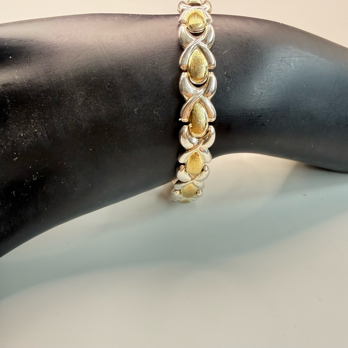 Vintage ITALY MILOR  2 Tone 925 Silver Hugs And Kisses Bracelet