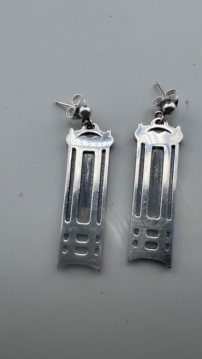 Vintage Ola Gorie sterling silver dangle Celtic earrings Butterfly Backs Length 3cm