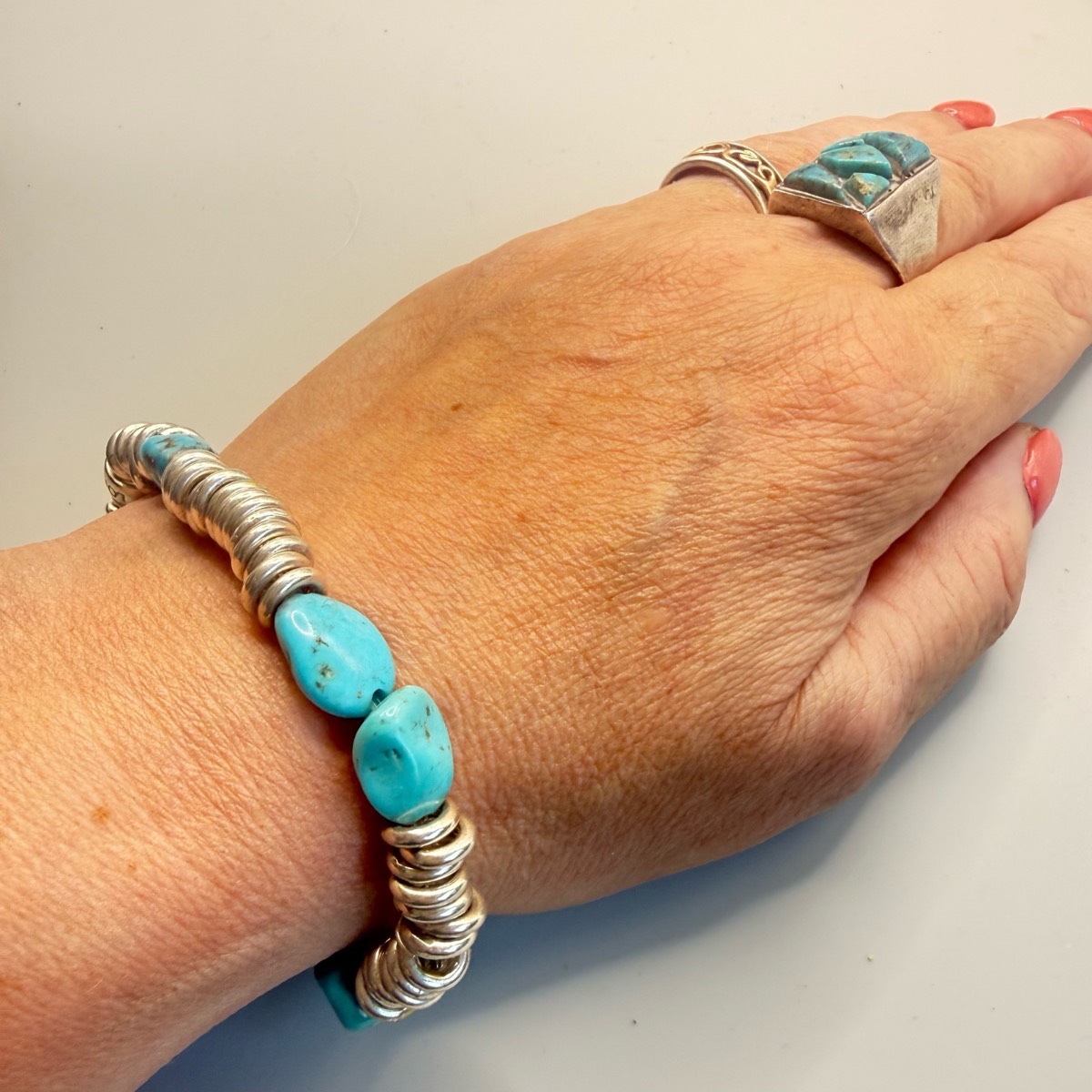 Genuine Vintage Rare Links Of London 925 Silver Turquoise Sweetie Bracelet