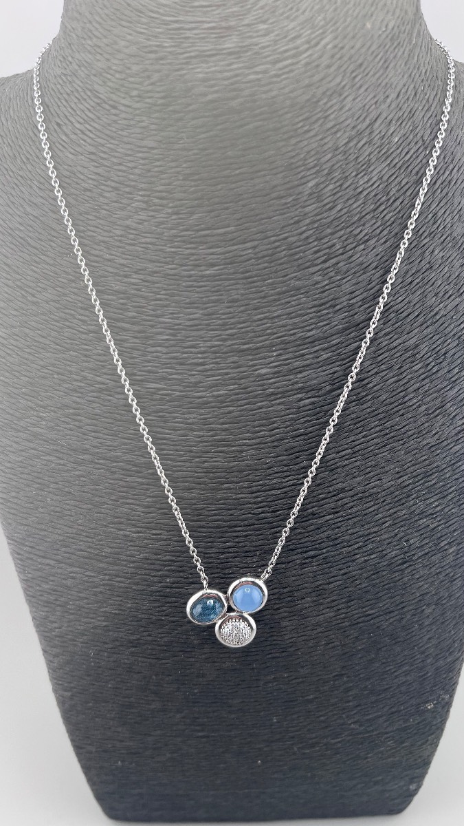 Vintage Ti Sento Milano Blue Stone And Cz Sterling Silver  Necklace