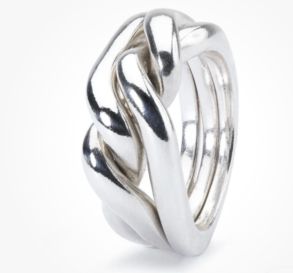 Trollbeads 925 Silver Strength, Courage and Wisdom Puzzle Ring Size