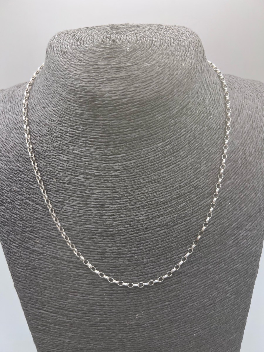 Vintage Sterling Silver Oval Link Belcher Chain W3.60g L40cm