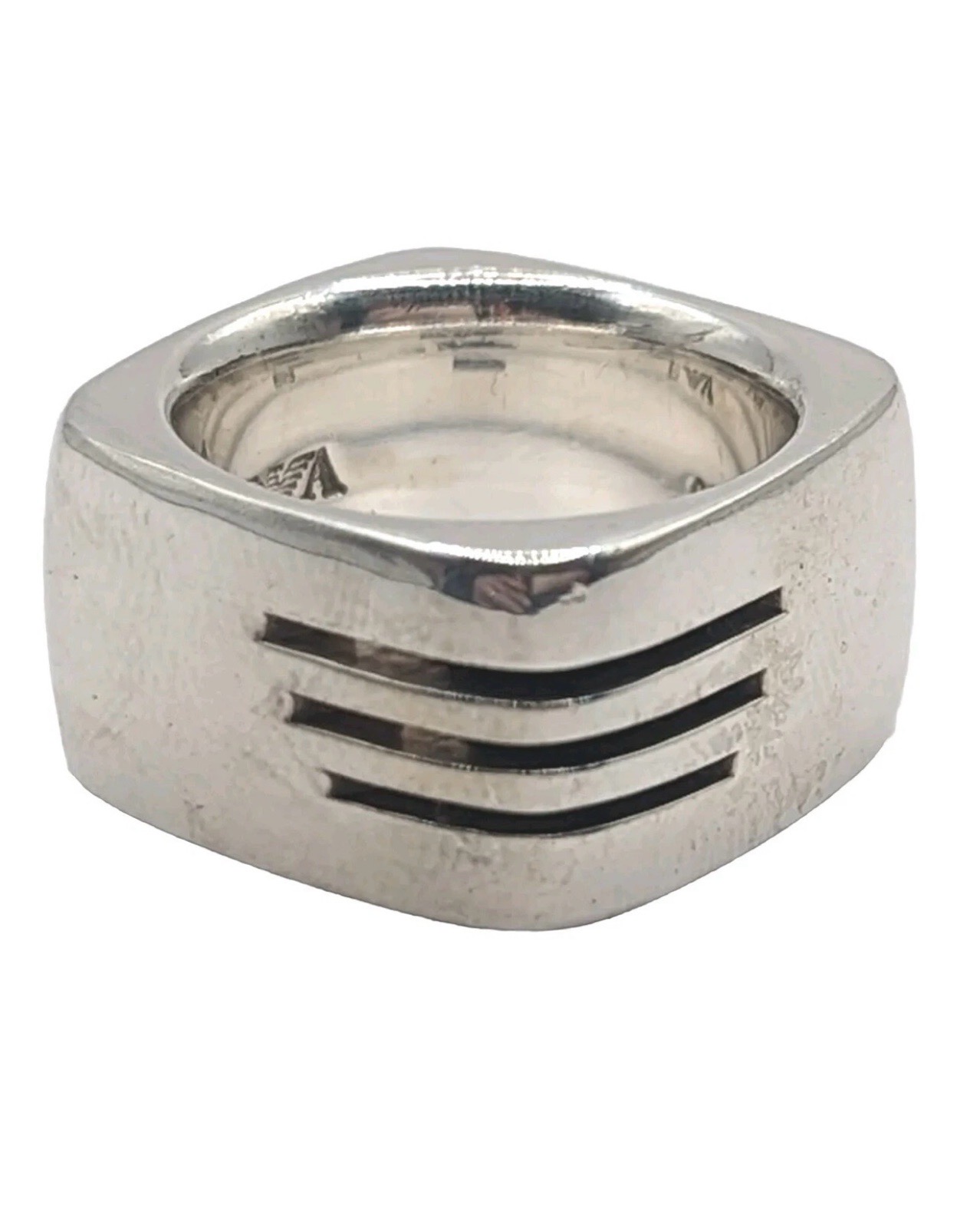Vintage Emporio  Armani geometric square shape sterling silver ring 20g Size M