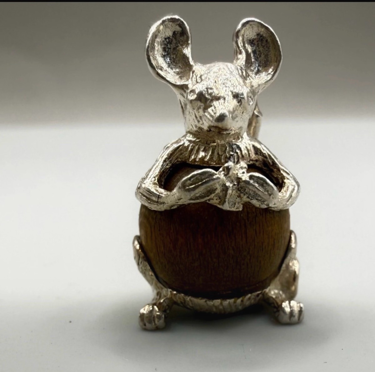 Vintage 1960's Silver Touch Wood Mouse Charm