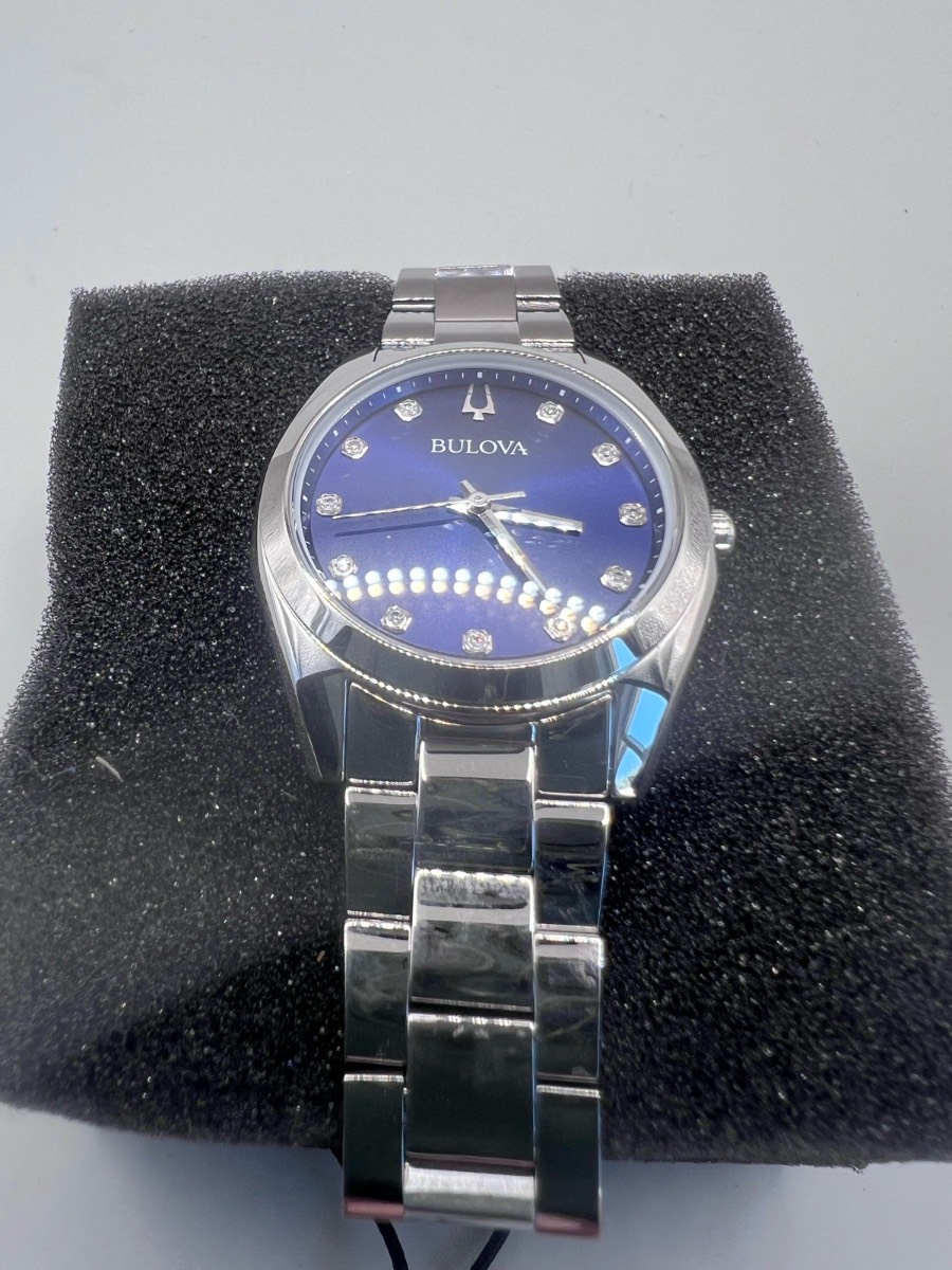 Bulova Surveyor 96P229 Diamond Blue Dial Quartz Stainless Steel  Women's Watch