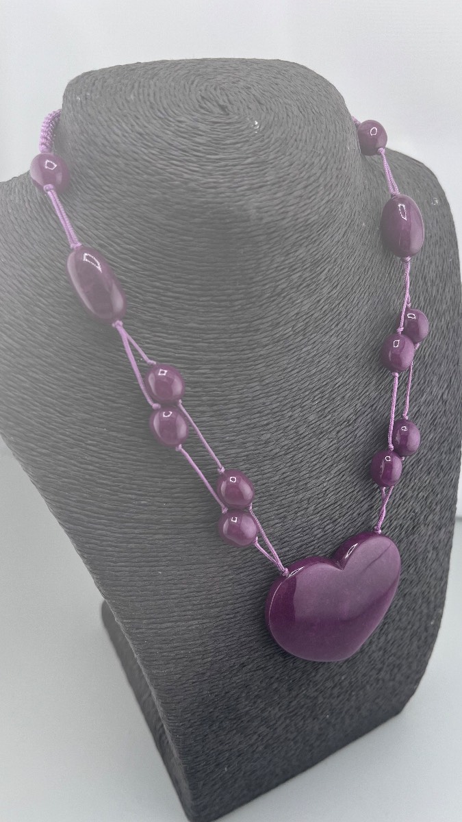 Lola Rose Statement  gemstone Heart Pendant plum Quartz Necklace