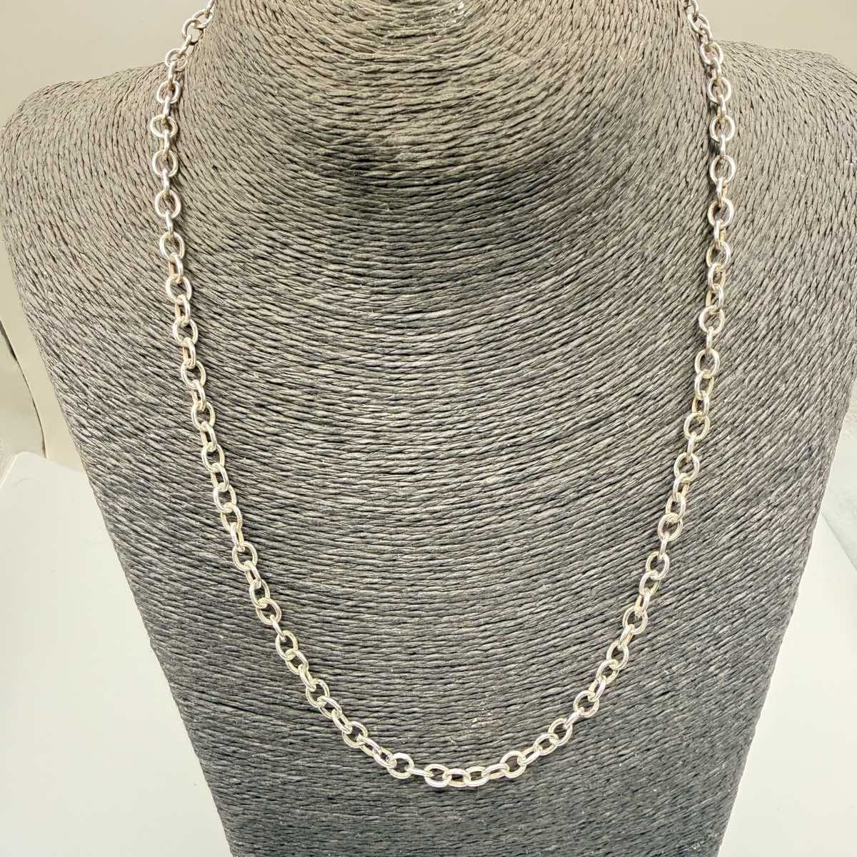 Vintage Sterling Silver Oval Link Chain Necklace 48cm 15g 5mm Link