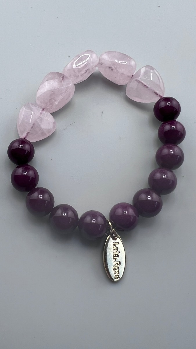 New Lola rose rose quartz and plum quartz gemstone bracelet