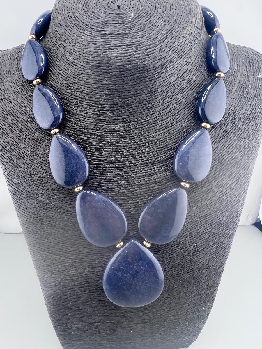 New Lola rose statement blue graduated pebble gemstone necklace