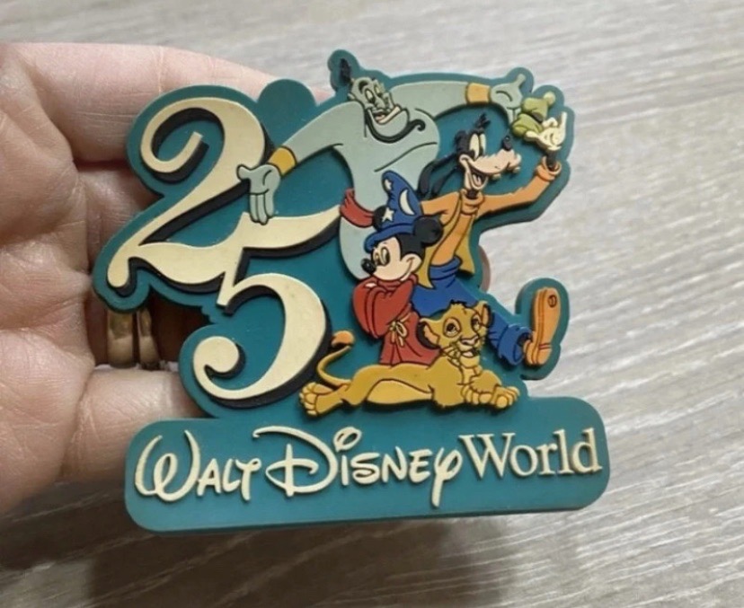 Disney World 25th Anniversary Fridge Magnet Mickey Genie Goofy Simba Vintage