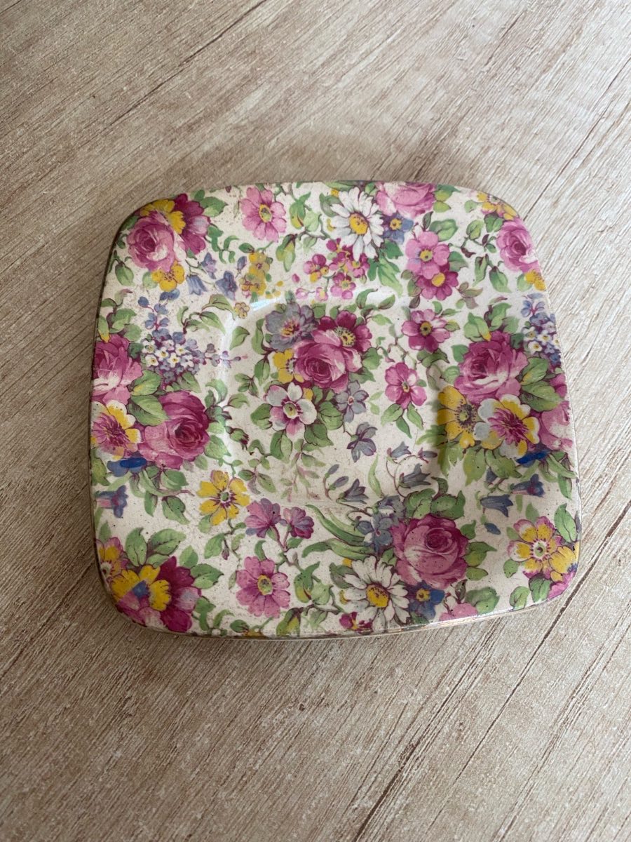 Vintage Royal Winton Grimwades Chintz Square Pin Dish Trinket Dish