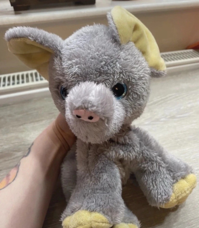 The Bear Factory Elephant Plush Soft Toy Grey Blue Eyes Teddy 2004