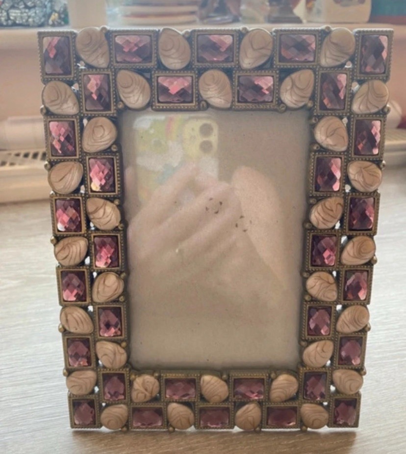 Vintage Jeweled Photo Frame Purple Gemstone Effect Ornate Picture Frame