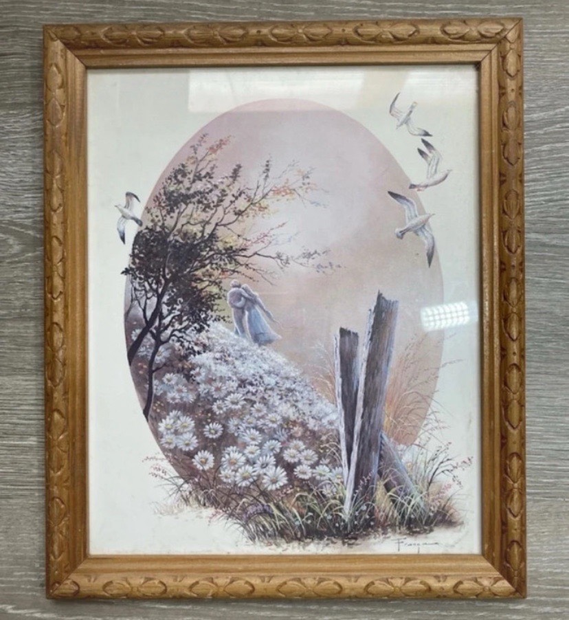 Vintage Romantic Cottage Print Framed Wall Art Floral Landscape Picture Shabby Chic