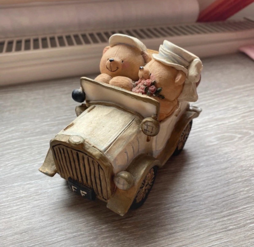 Andrew Brownsword Teddy Bear Wedding Car Ornament Just Married Figurine