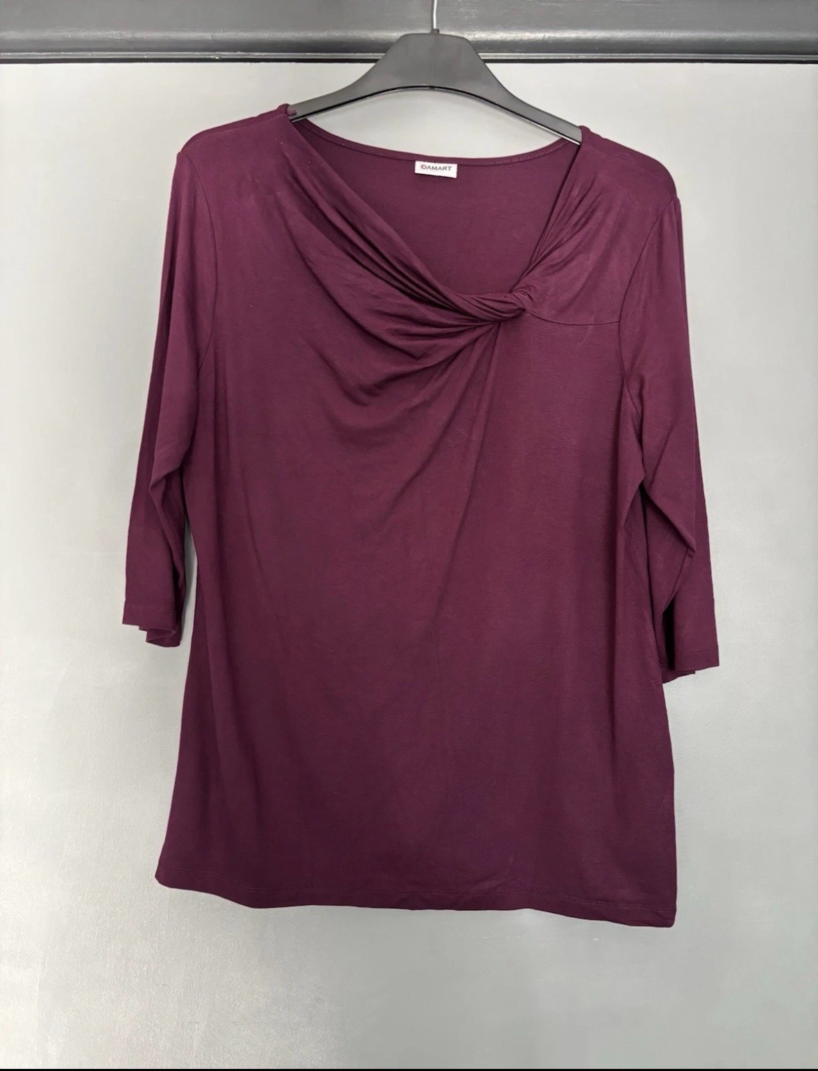 Damart Women's Purple Long Sleeve Top with Twist On Front Size 18/20 UK