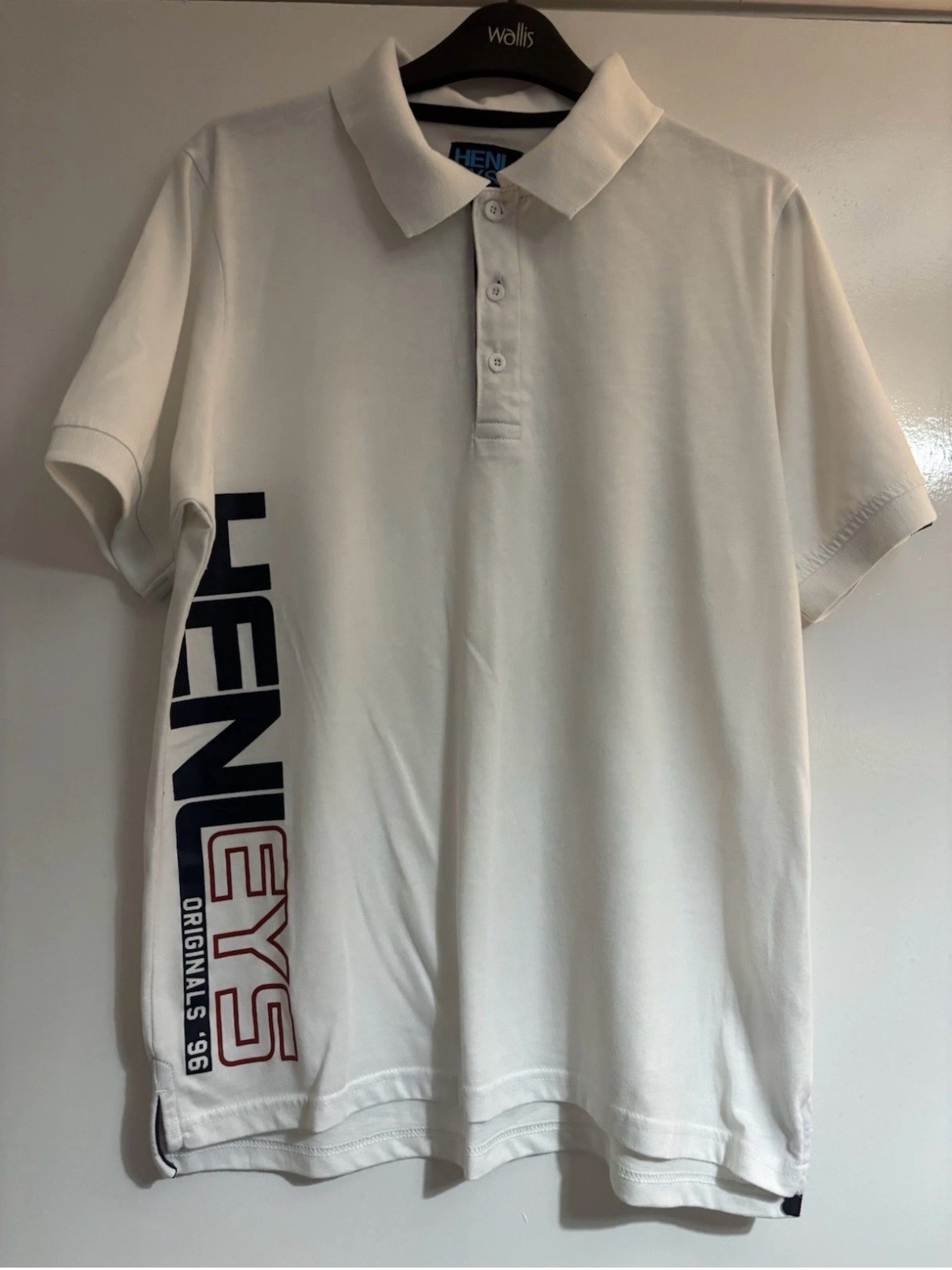 Mens Henley Original White Short Sleeve T Shirt Size Large Excellent Condition