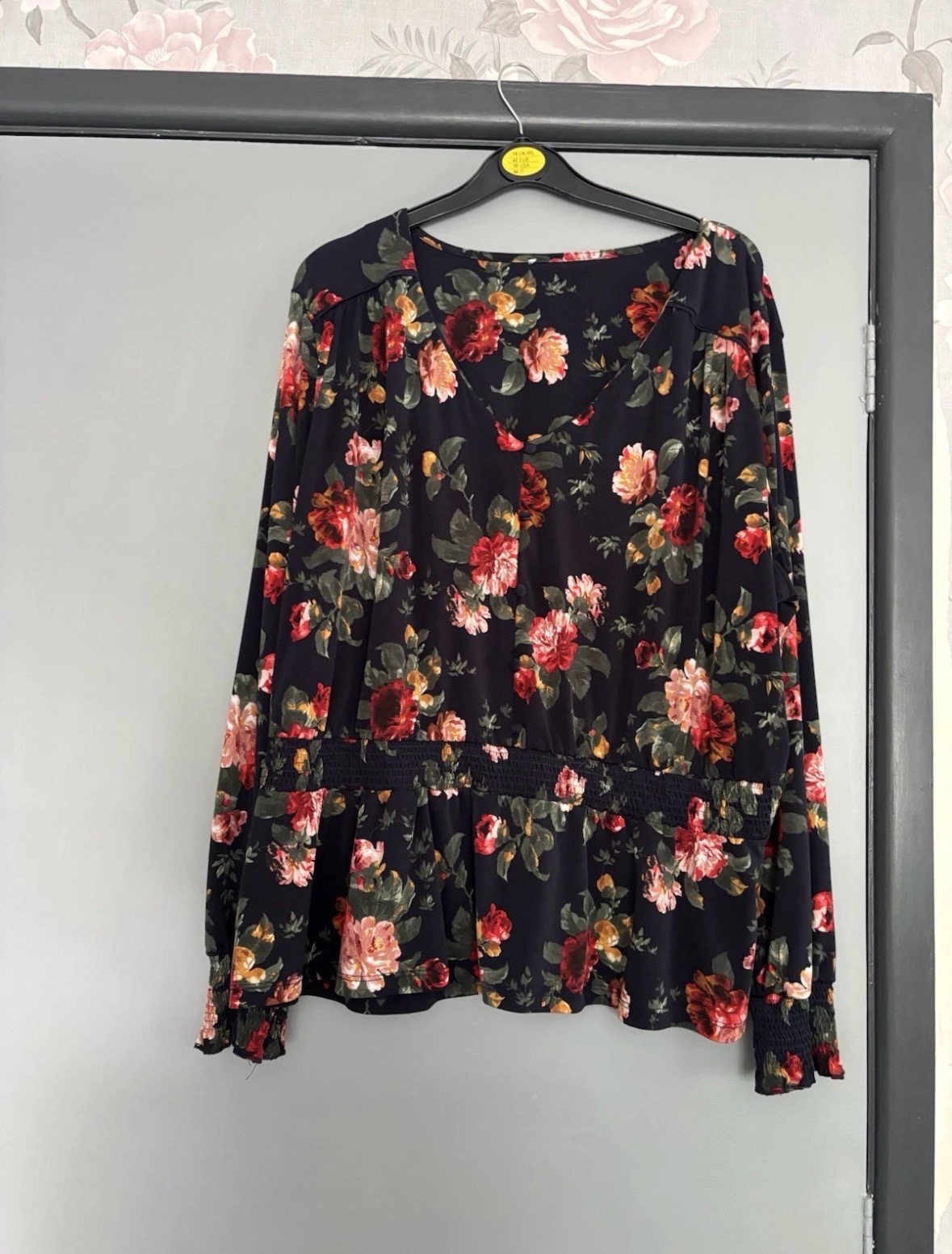 Next Women's Floral Print Long Sleeve Blouse, Size 18, Summer Jersey