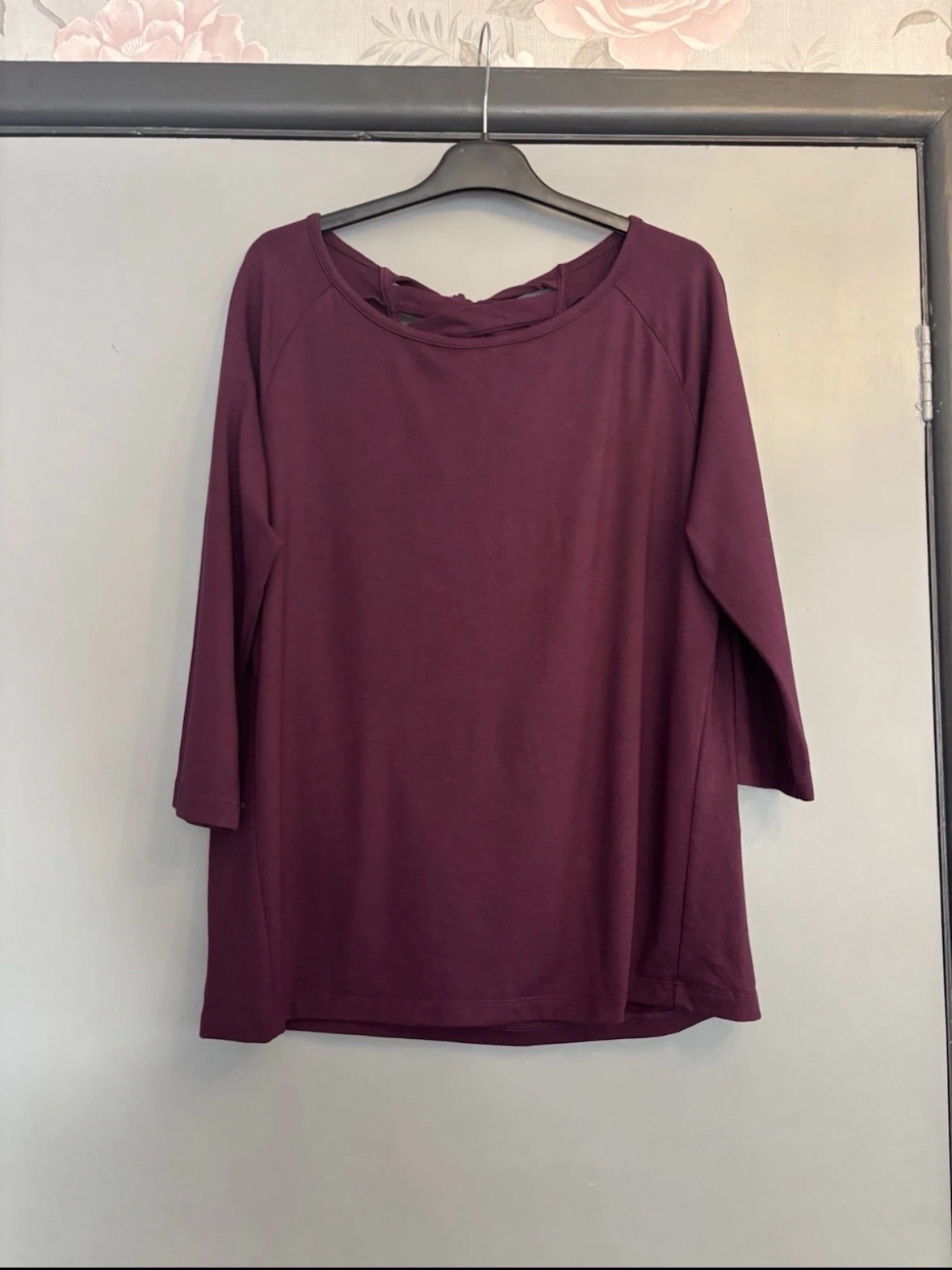 Crane Ladies Purple Long Sleeve Top With Detail On Back Size 8-10 Ex Cond