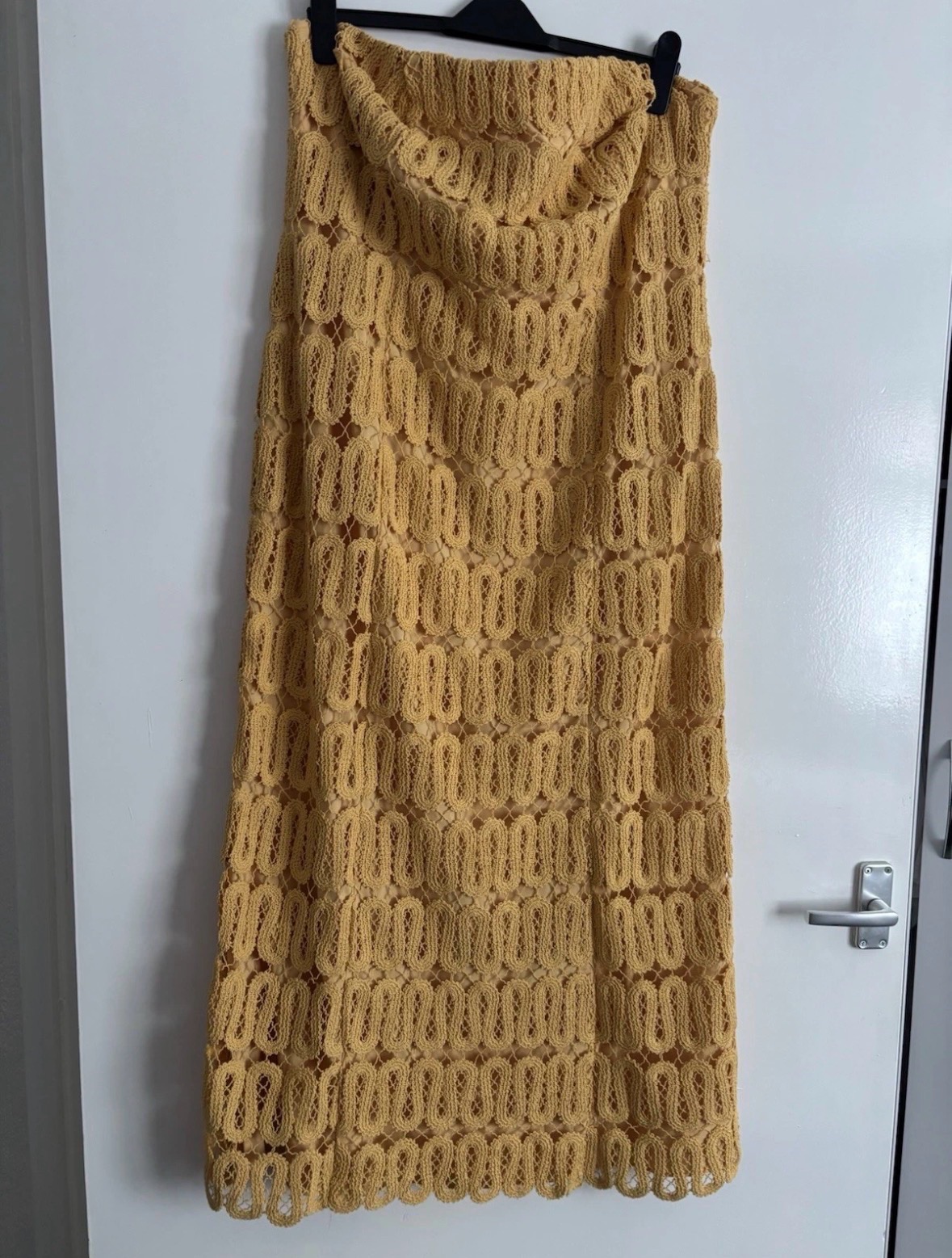 BNWT Michelle Keegan Women's Crochet Bandeau Maxi Dress Yellow Size 20 RRP £80