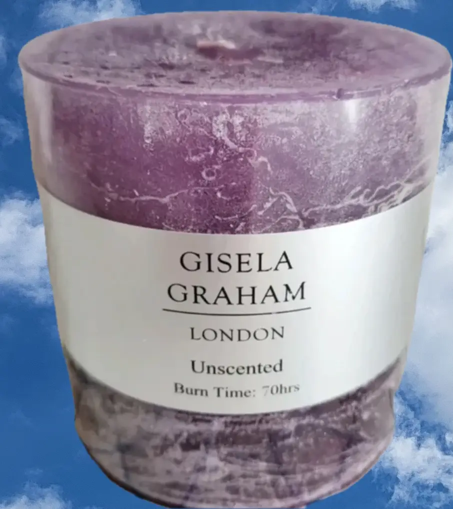 Gisela Graham Dusky Purple Stripe Pillar Candle