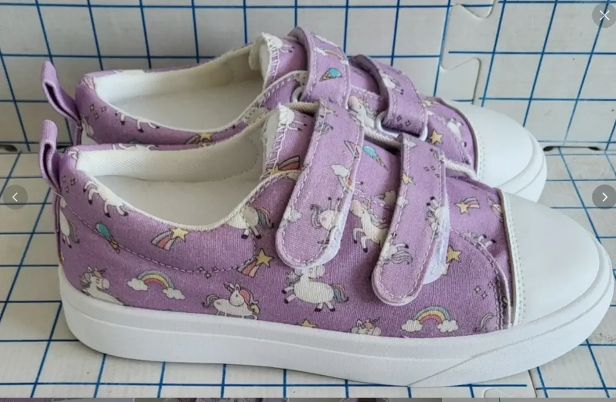Girls Canvas Trainers Easy Fasten Breathable Non-Slip Pumps Lilac UK 2.5 EU 35