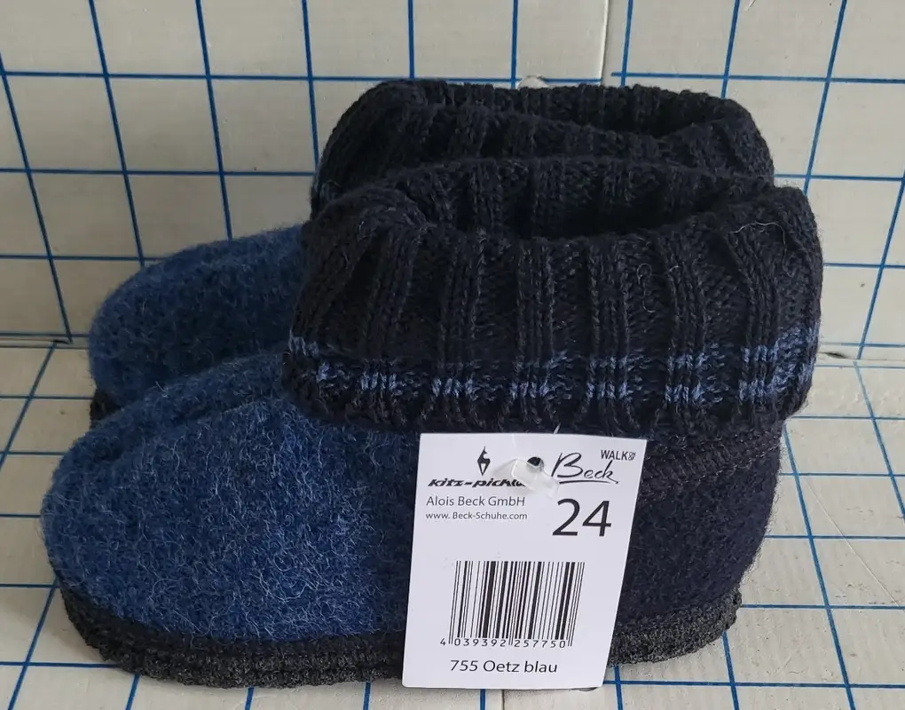 Beck Boys Navy Woollen Ankle Slippers - Child UK 7 EU 24