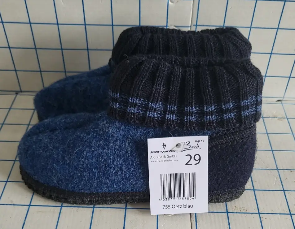 Beck Boys Navy Woollen Ankle Slippers - Child UK 11 EU 29