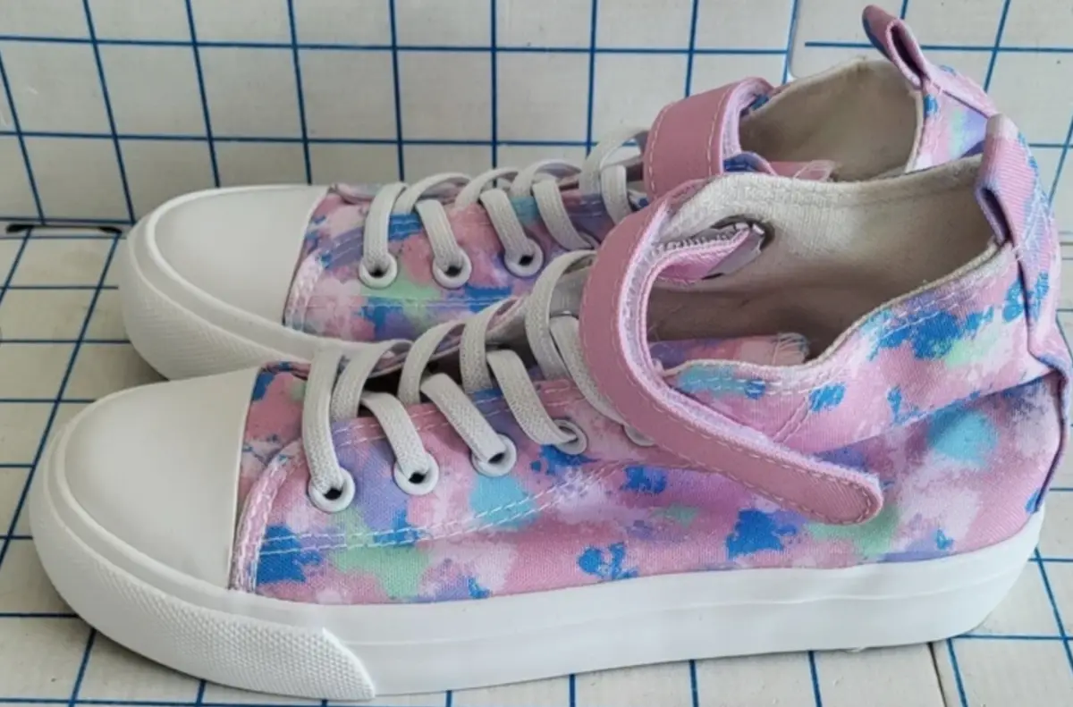 Girls High Top Trainers Easy Fasten Lightweight - Pink UK 12 EU 31
