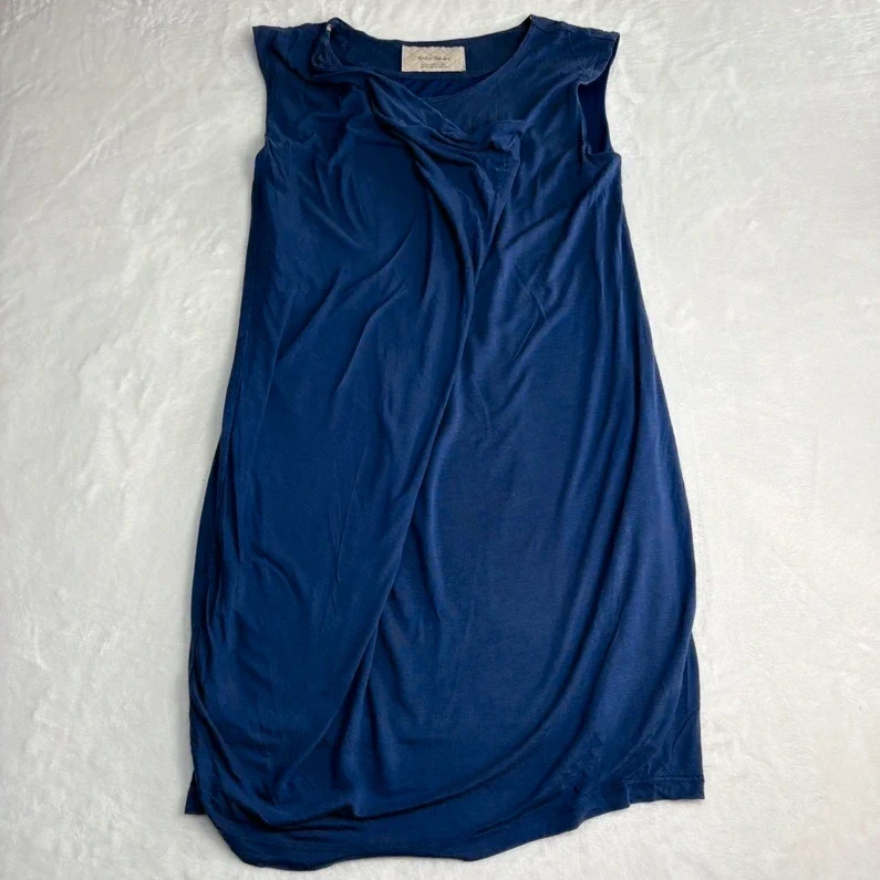 Zara Collection Blue Draped Sleeveless Dress EUR M Casual