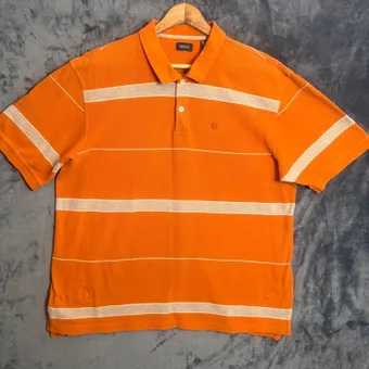 IZOD Orange Striped Polo Shirt Men’s Size XXL Cotton Short Sleeve Golf Casual