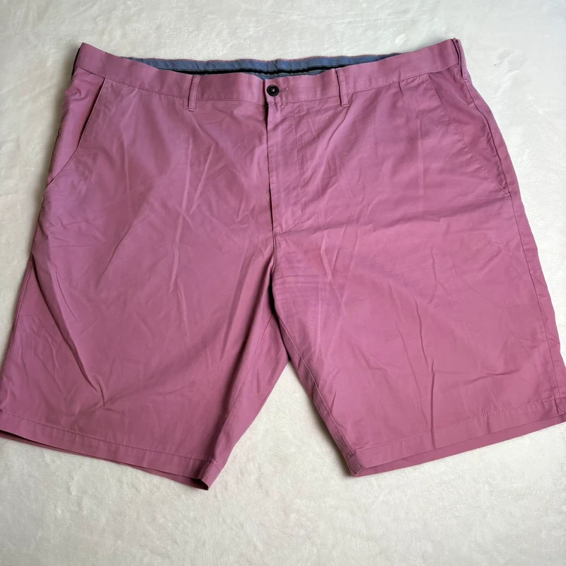 M&S Pink/purple Chino Shorts Waist 44in Cotton Blend Button Zip Summer Casual
