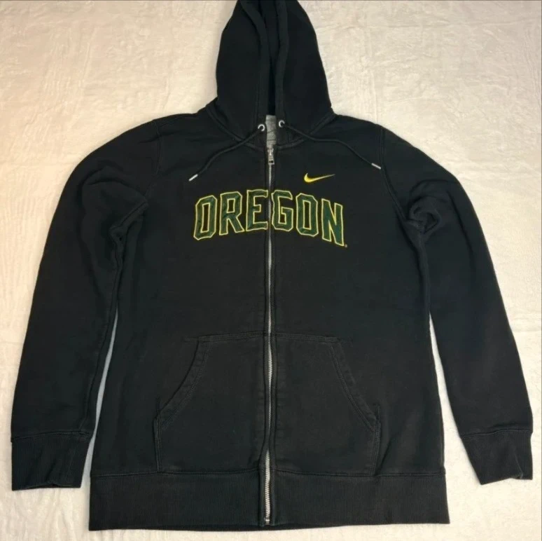 Nike Oregon Full Zip Hoodie Teen Size XL Black Swoosh Spell Out Casual
