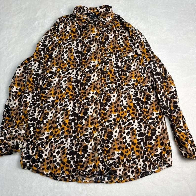 Next Leopard Print Shirt UK 10 Animal Print Button Up Blouse Festival