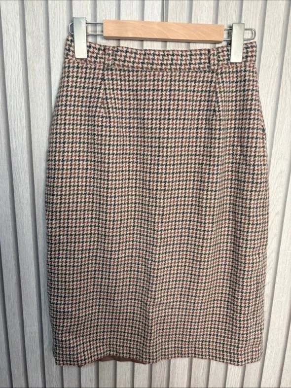 Vintage Etam Size 12 (Fits Approx UK 4-6) Houndstooth Pencil Skirt Smart