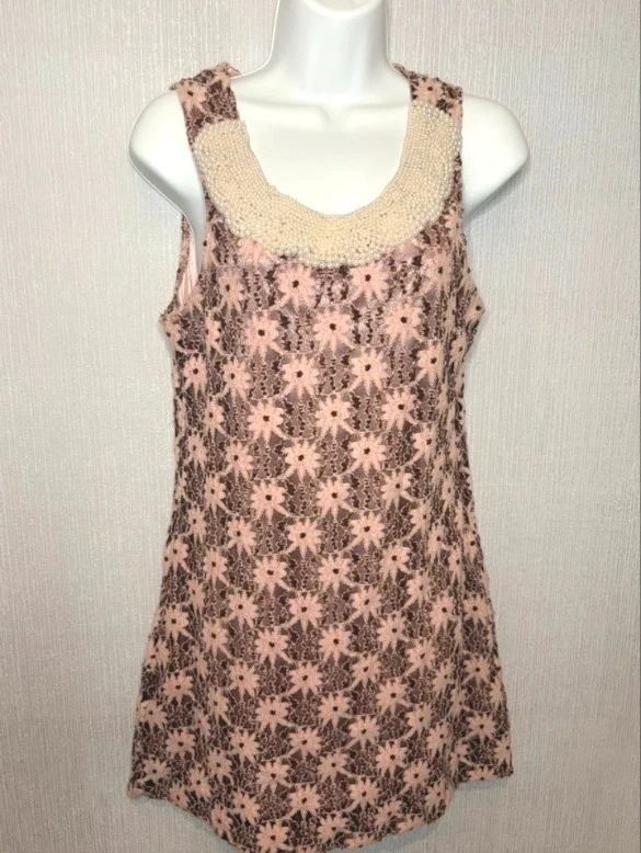 Pussycat London Beaded Collar Lace Dress -Size Medium Summer