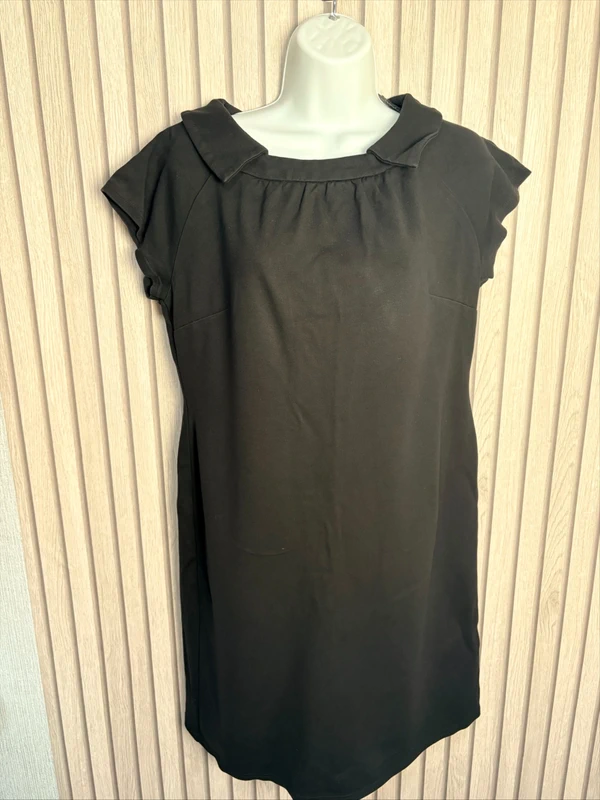 TU Black Shift Dress UK Size 14 Cap Sleeve Smart Work Office Midi Summer