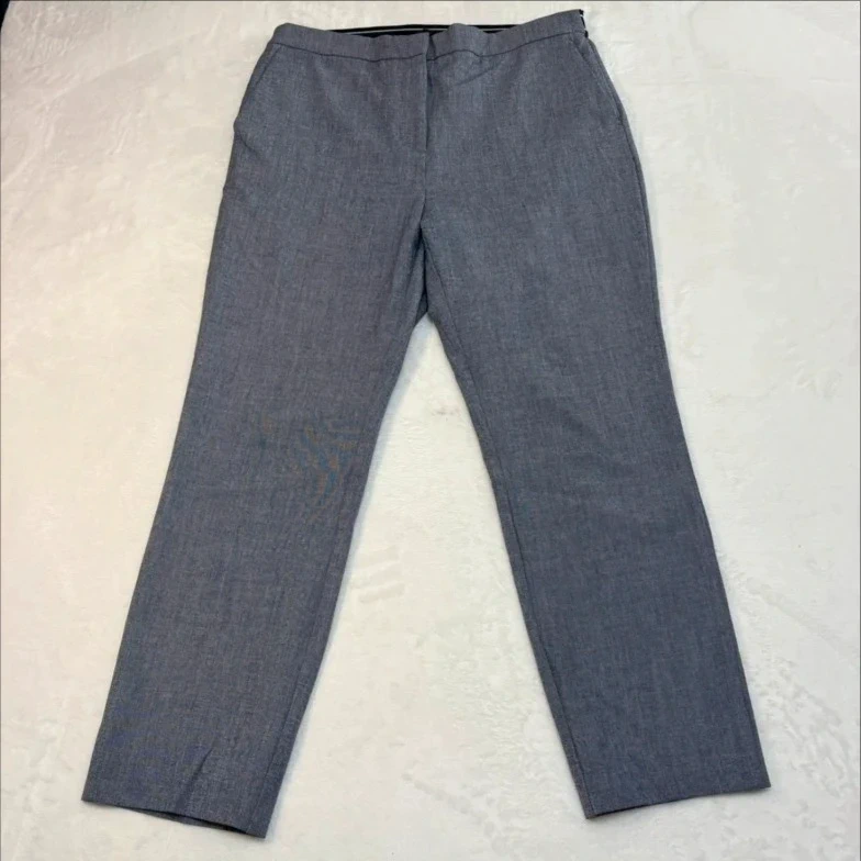 Zara Blue Grey cropped Tailored Trousers Size Large Smart Work Casual