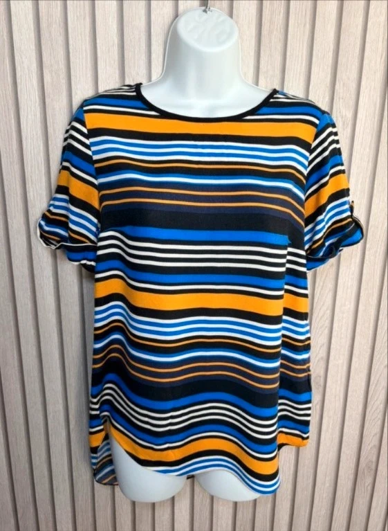 Dorothy Perkins Stripe Short Sleeve Top UK 10 Casual Summer Festival Top